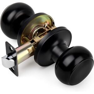 Privacy Door Knob Set Round Ball Style Matte Black‎ Finish Modern New